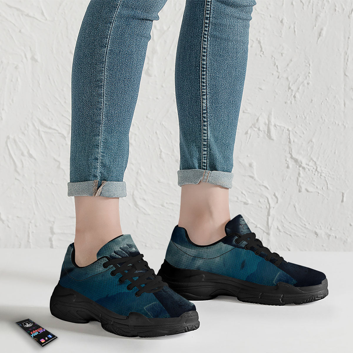 Zombie Hand Rising From Grave Print Black Chunky Shoes-grizzshop