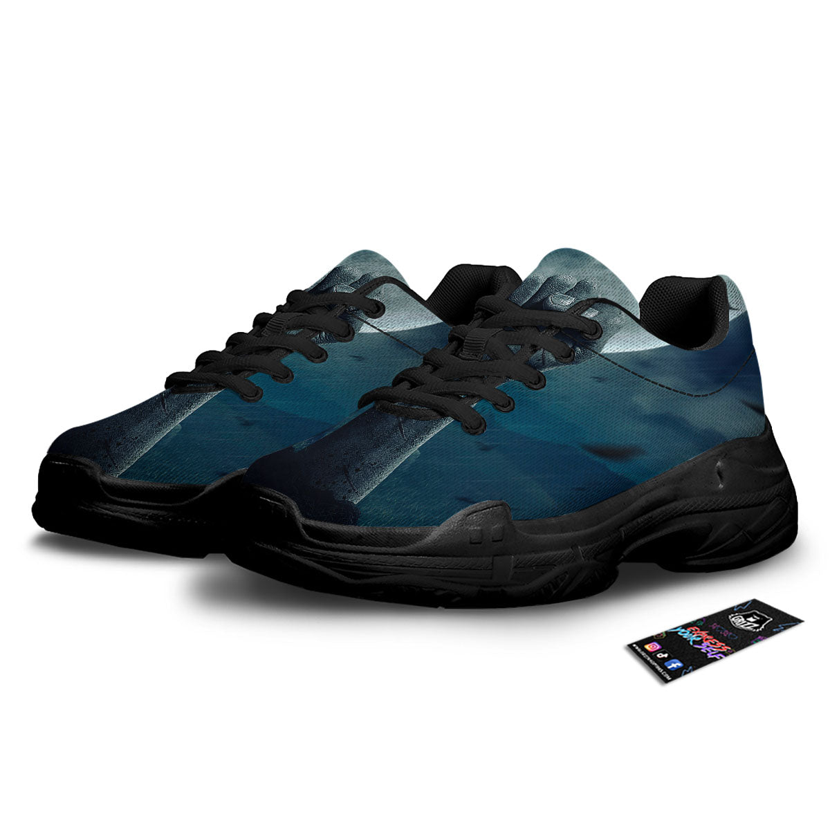 Zombie Hand Rising From Grave Print Black Chunky Shoes-grizzshop