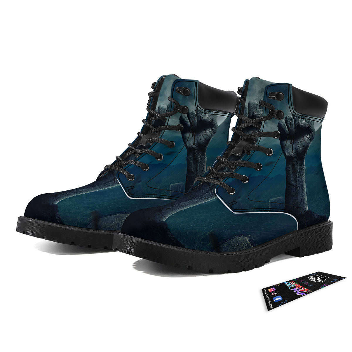 Zombie Hand Rising From Grave Print Boots-grizzshop