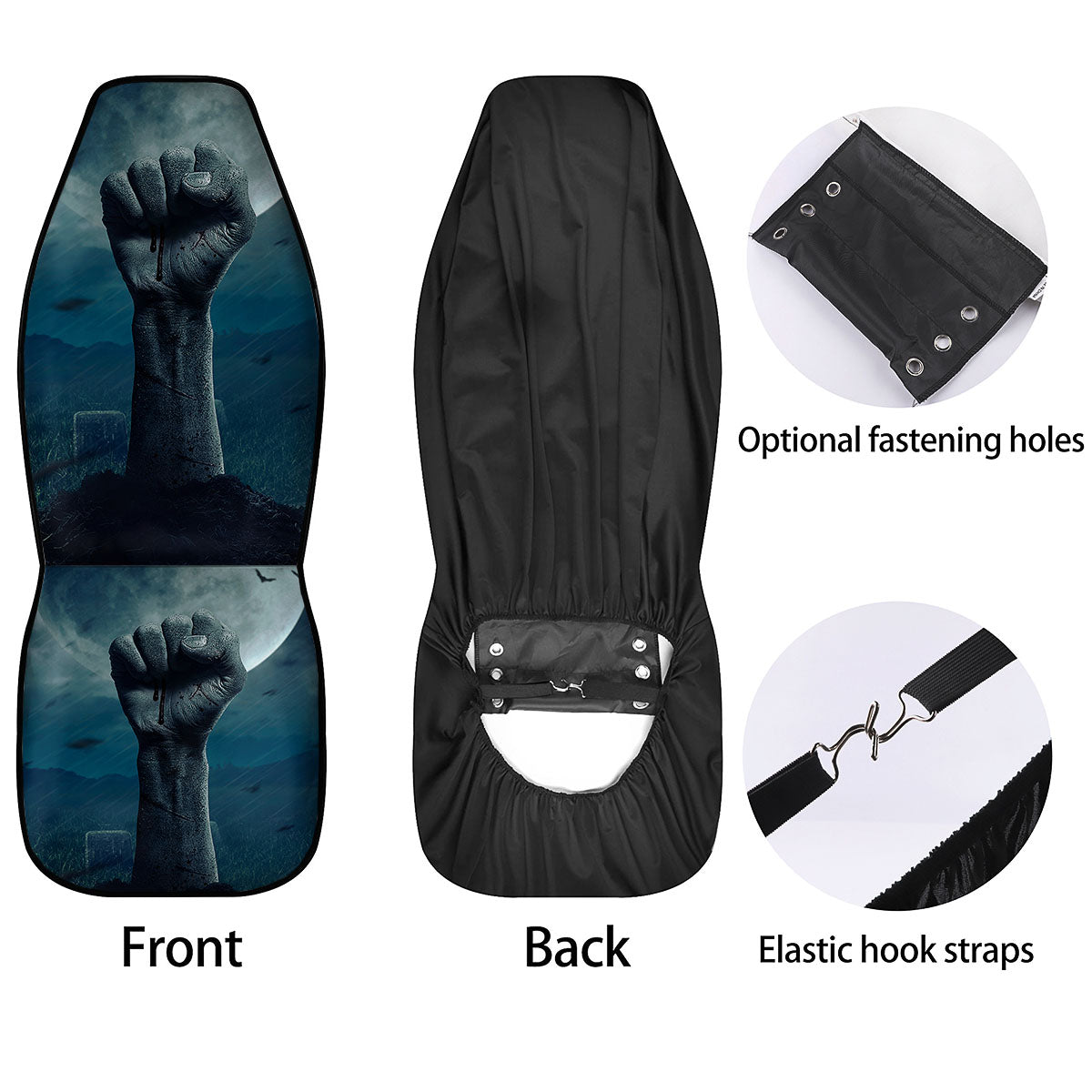 Zombie Hand Rising From Grave Print Car Seat Covers-grizzshop
