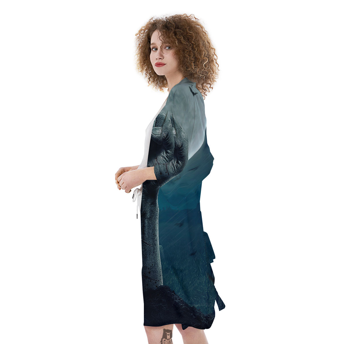 Zombie Hand Rising From Grave Print Kimono-grizzshop