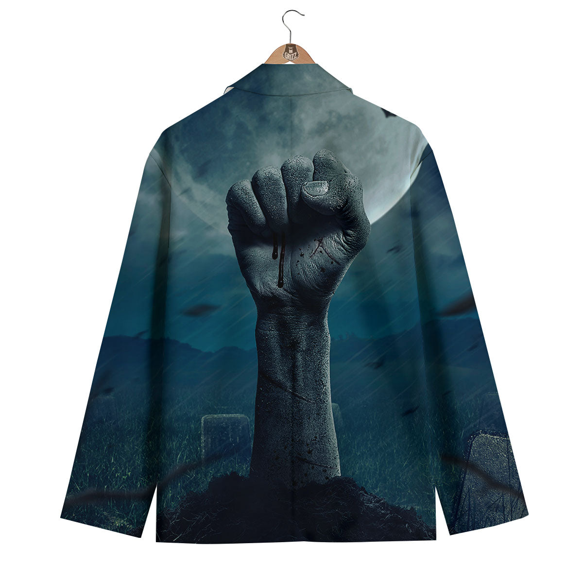 Zombie Hand Rising From Grave Print Men's Blazer-grizzshop