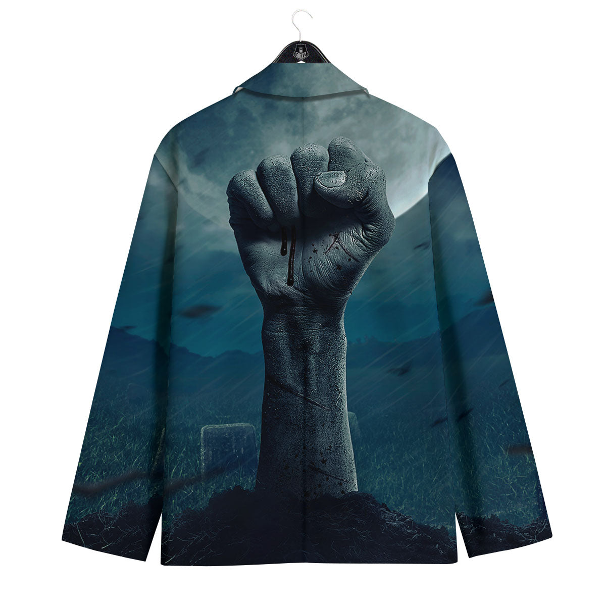 Zombie Hand Rising From Grave Print Men's Sport Coat-grizzshop