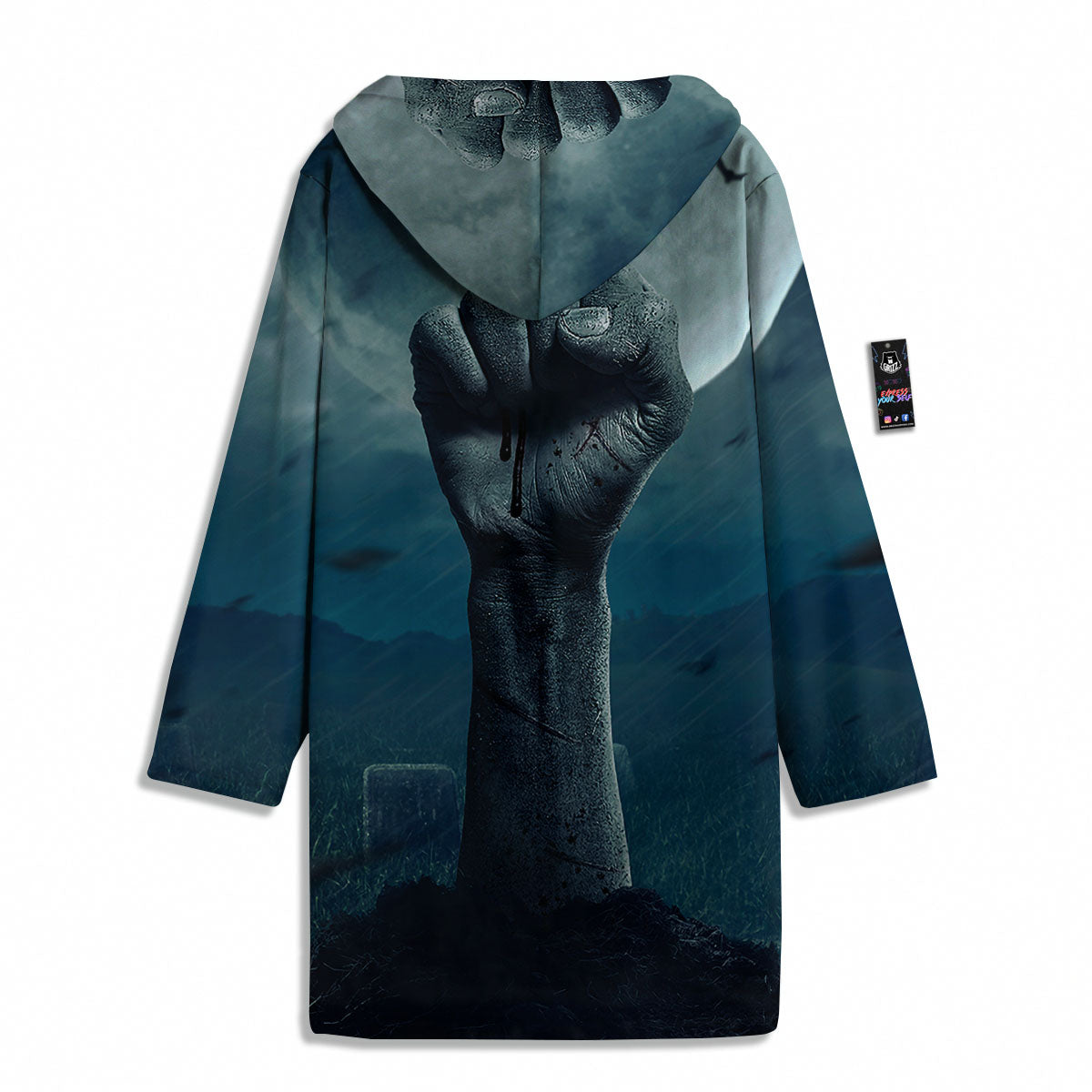Zombie Hand Rising From Grave Print Men's Windbreaker Jacket-grizzshop