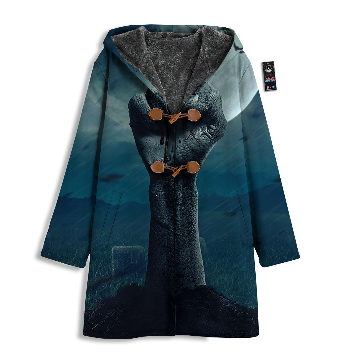Zombie Hand Rising From Grave Print Men's Windbreaker Jacket-grizzshop