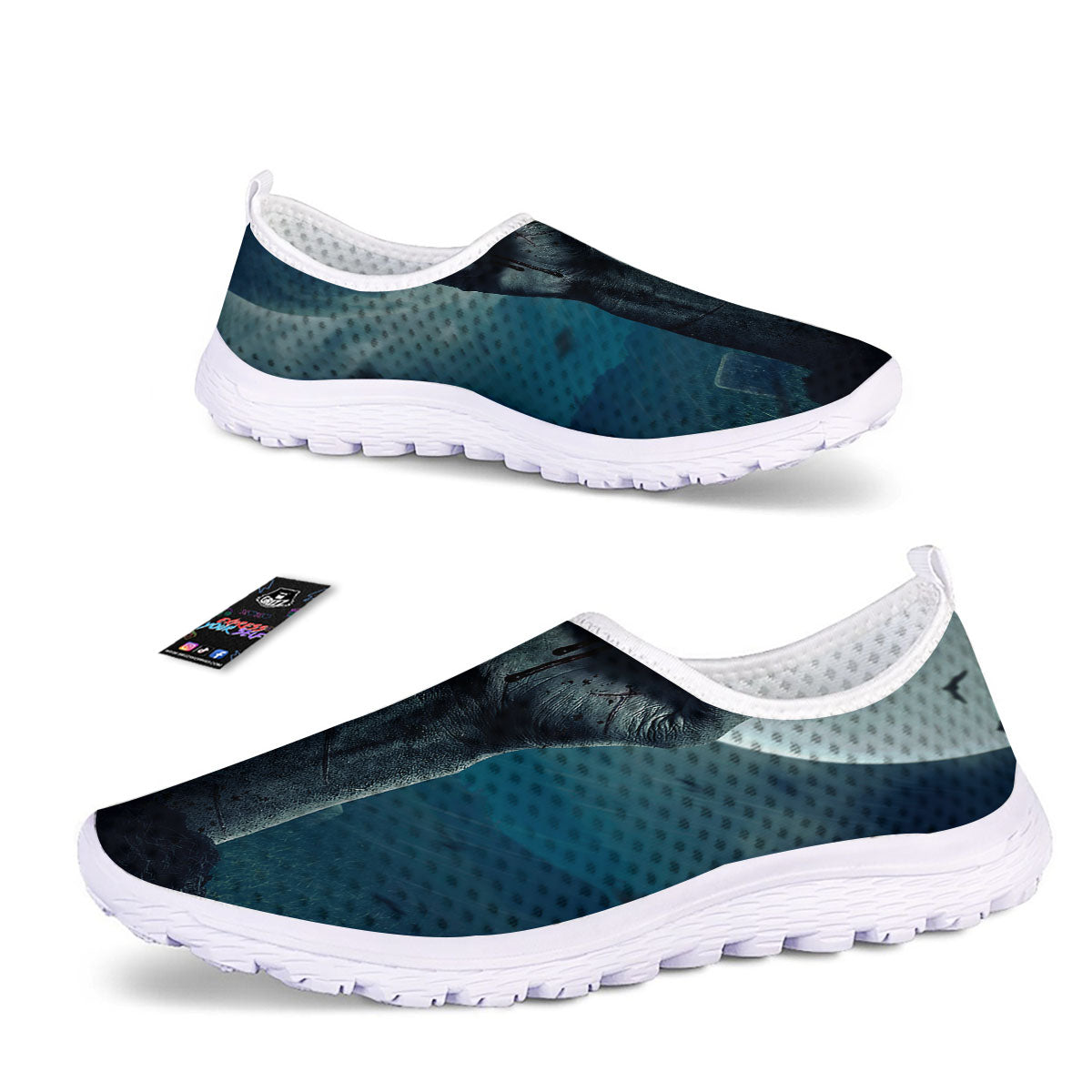 Zombie Hand Rising From Grave Print Nurse Shoes-grizzshop
