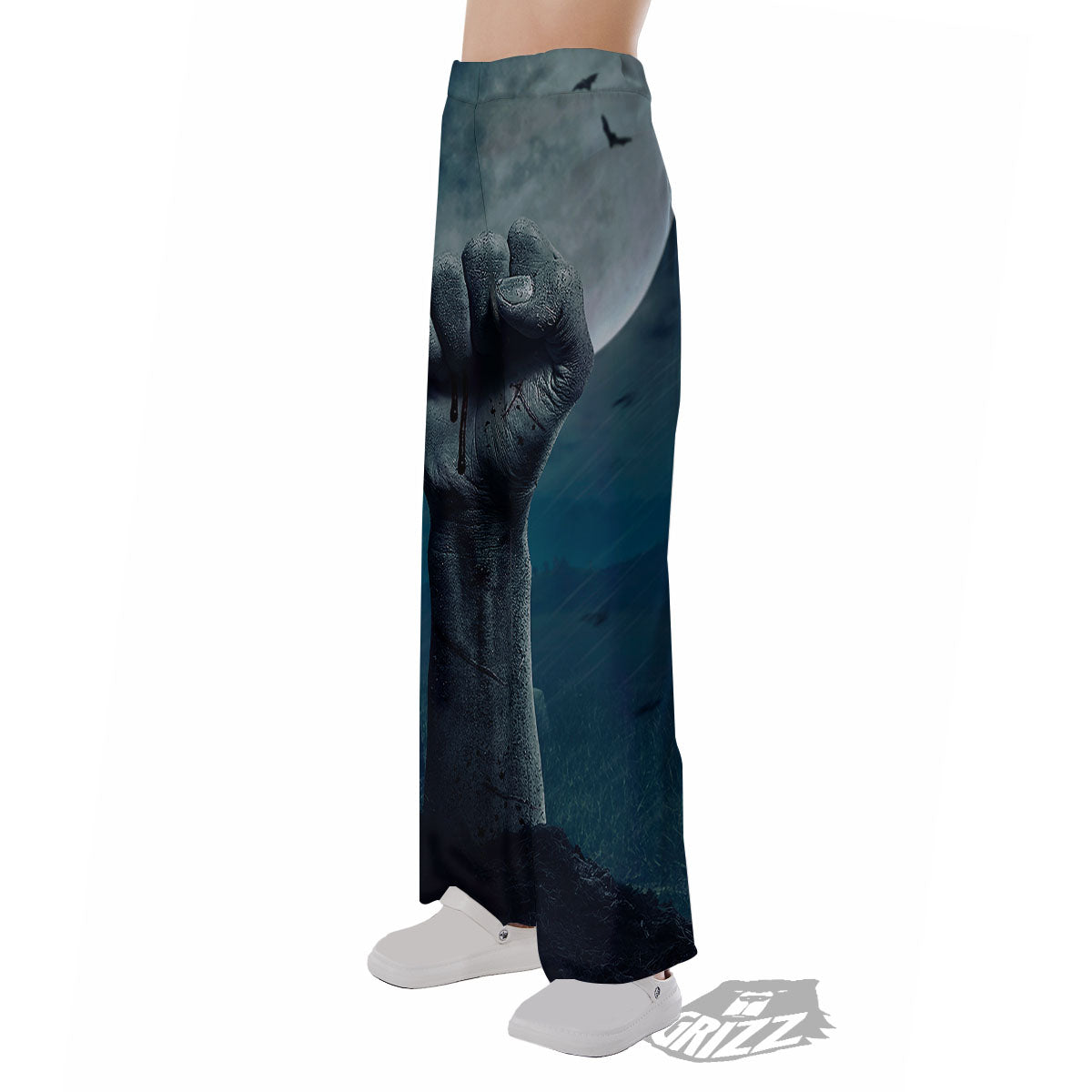 Zombie Hand Rising From Grave Print Pajama Pants-grizzshop