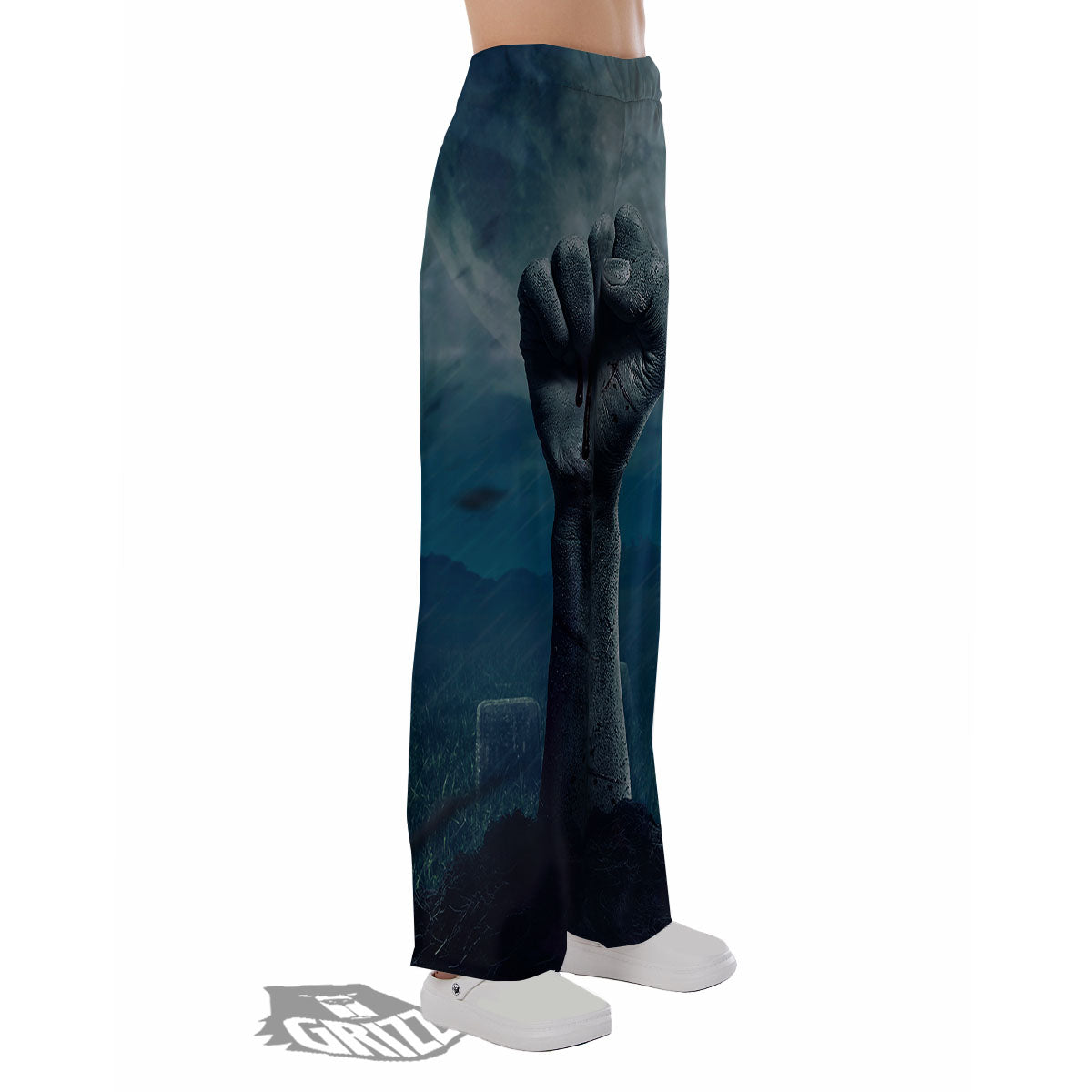 Zombie Hand Rising From Grave Print Pajama Pants-grizzshop