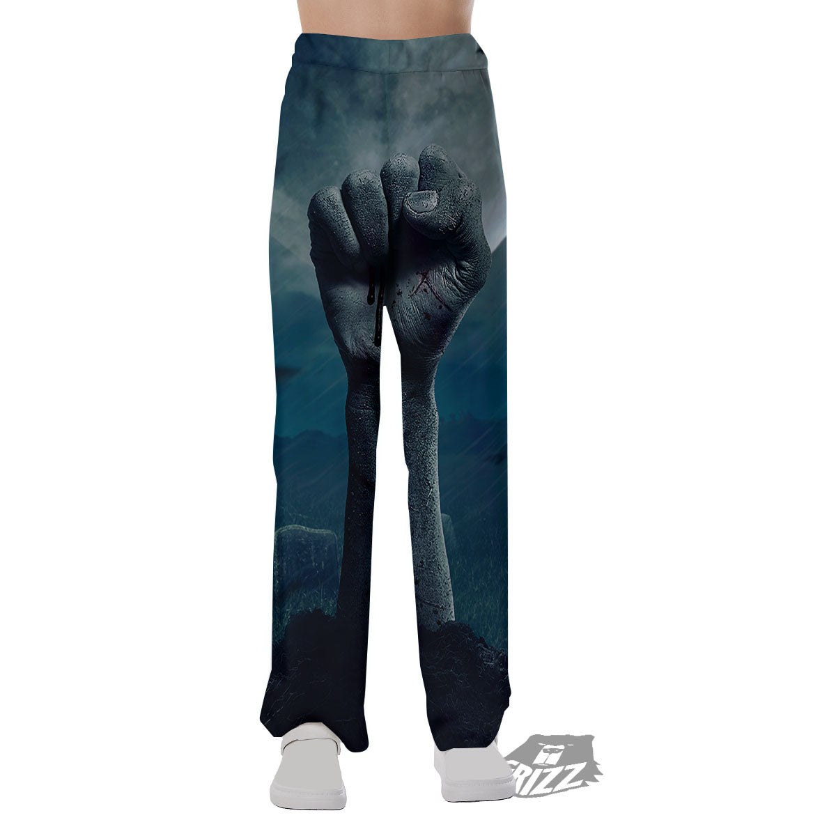 Zombie Hand Rising From Grave Print Pajama Pants-grizzshop
