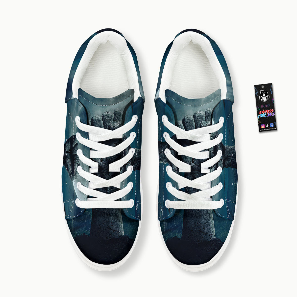 Zombie Hand Rising From Grave Print Platform Shoes-grizzshop