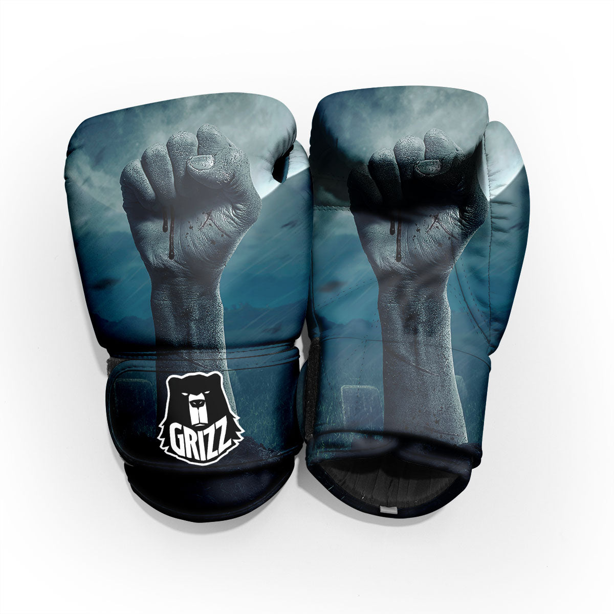 Zombie Hand Rising From Grave Print Pro Boxing Glove