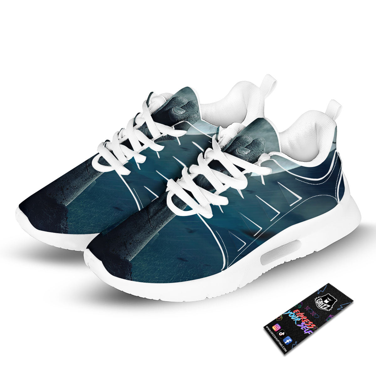 Zombie Hand Rising From Grave Print Tennis Shoes-grizzshop