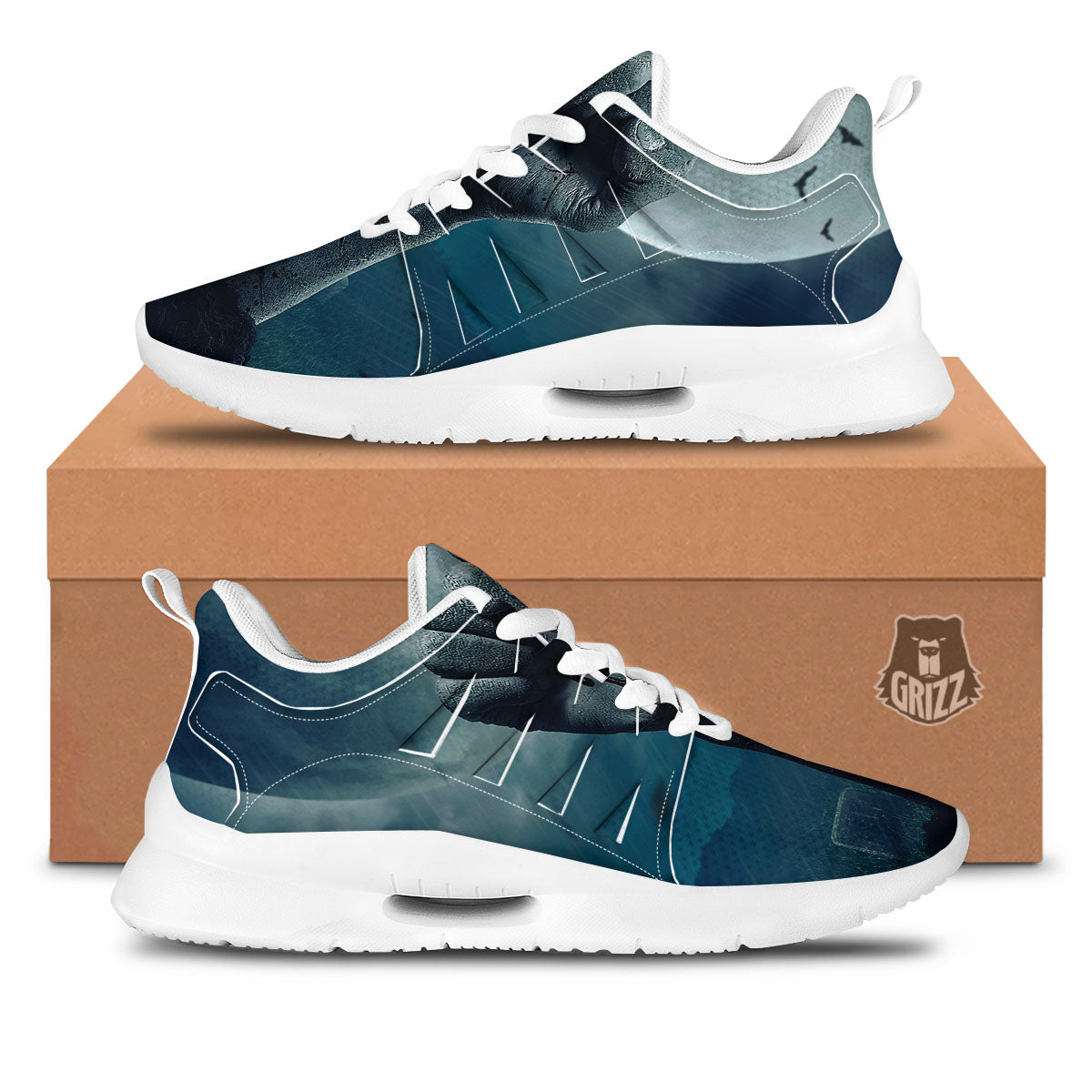 Zombie Hand Rising From Grave Print Tennis Shoes-grizzshop