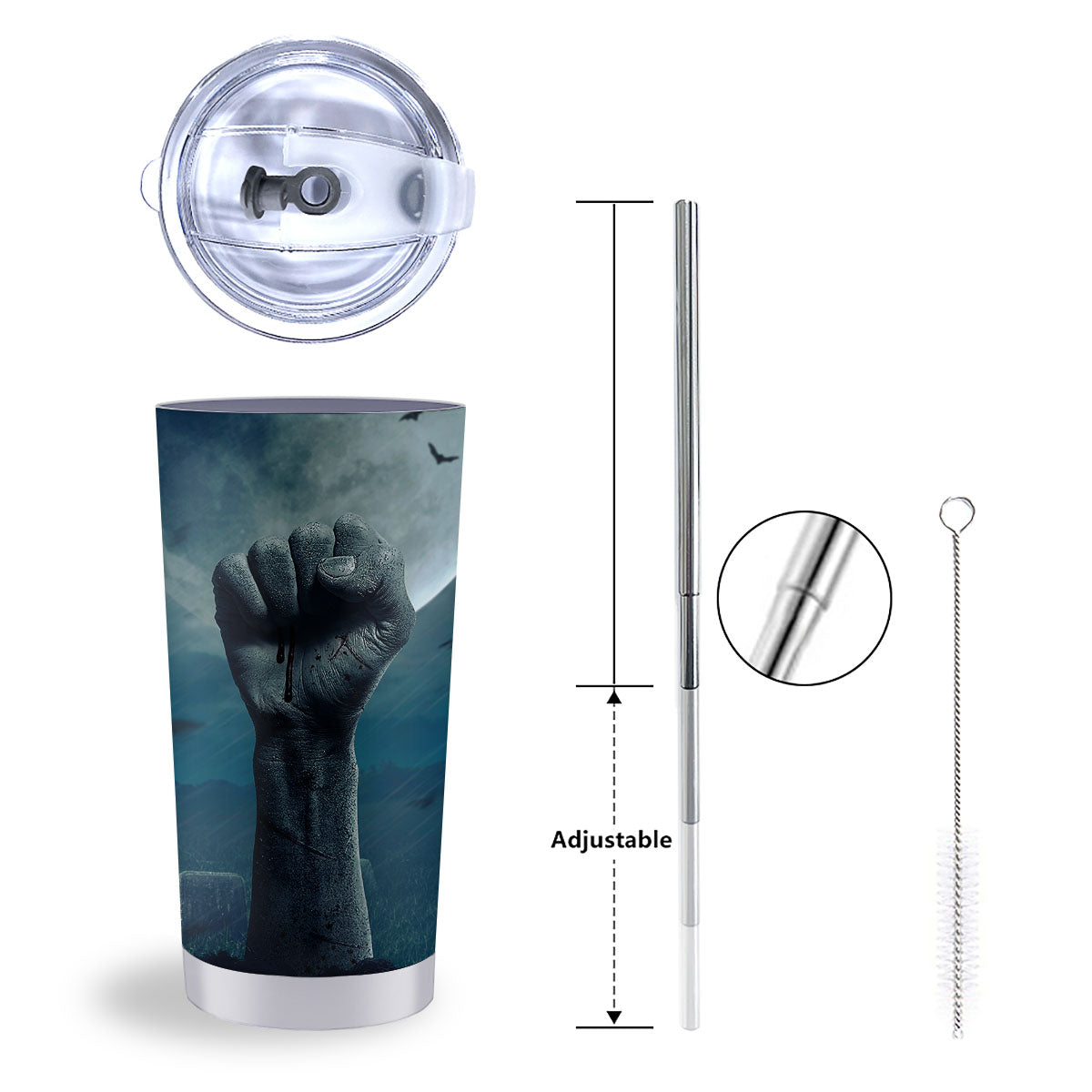 Zombie Hand Rising From Grave Print Tumbler-grizzshop