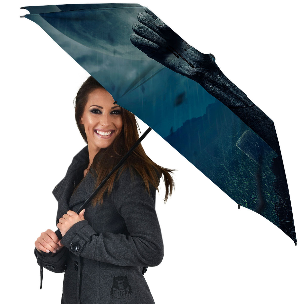 Zombie Hand Rising From Grave Print Umbrella-grizzshop