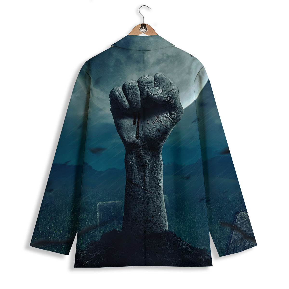 Zombie Hand Rising From Grave Print Women's Blazer-grizzshop