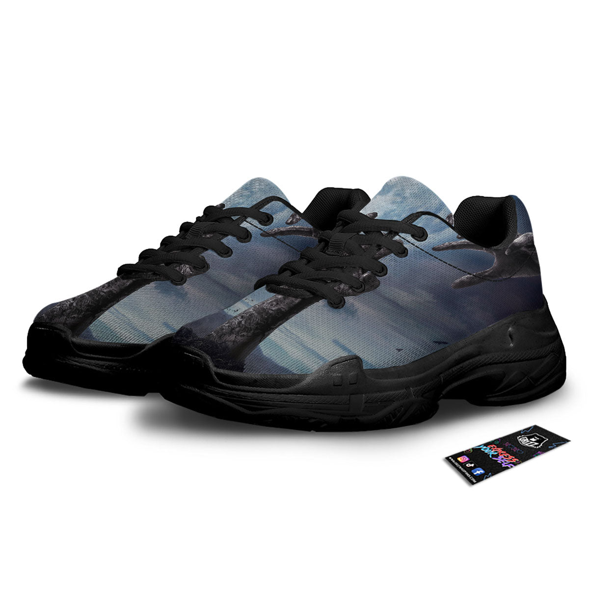 Zombie Hands Halloween Print Black Chunky Shoes-grizzshop