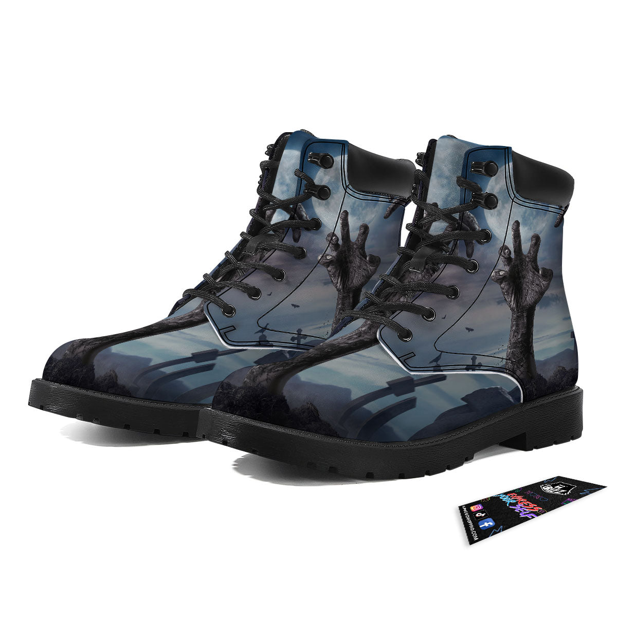 Zombie Hands Halloween Print Boots-grizzshop