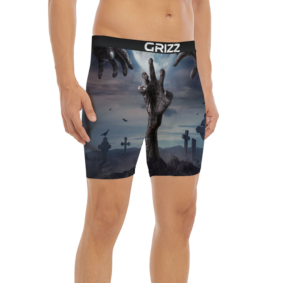 Zombie Hands Halloween Print Boxer Briefs-grizzshop