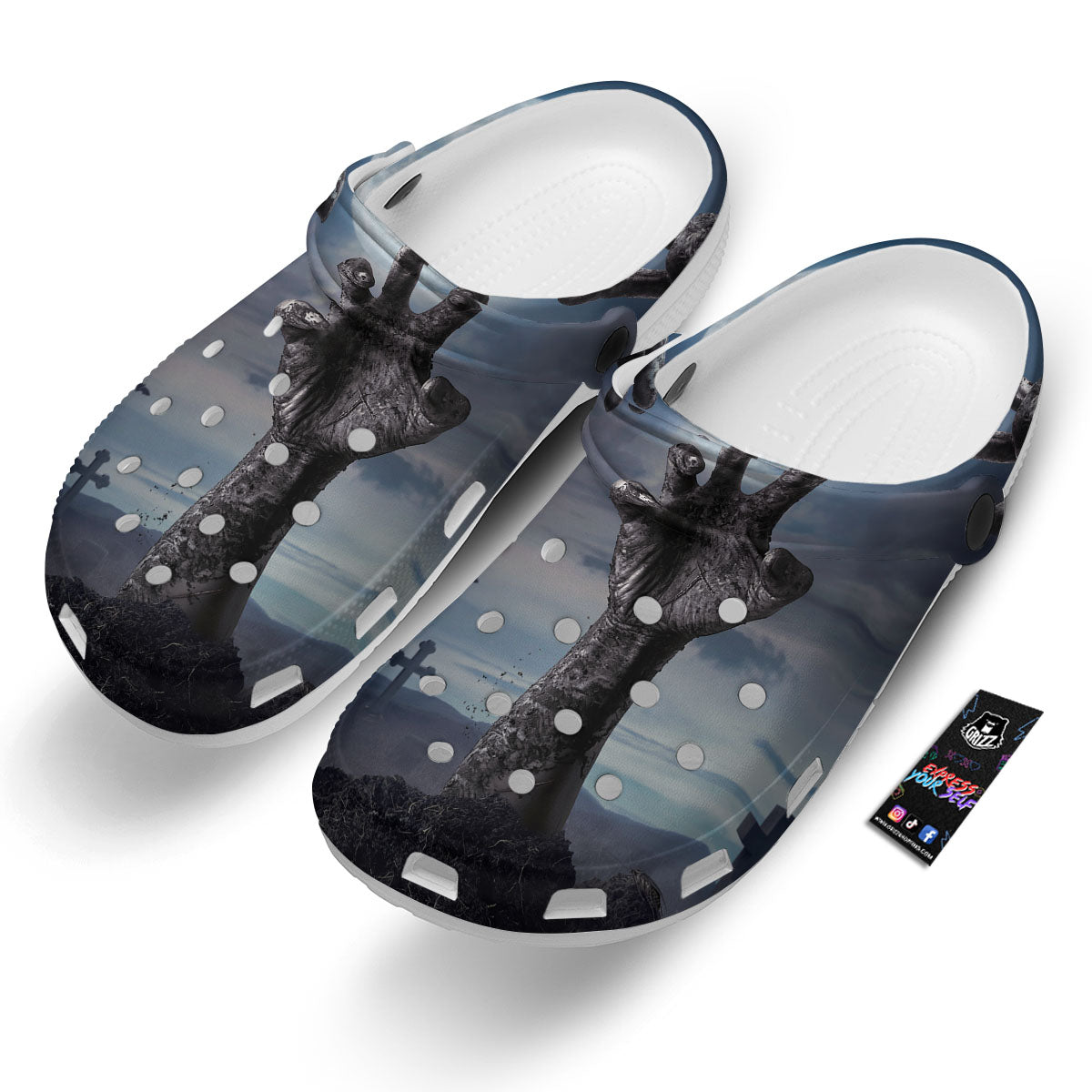 Zombie Hands Halloween Print Clog-grizzshop