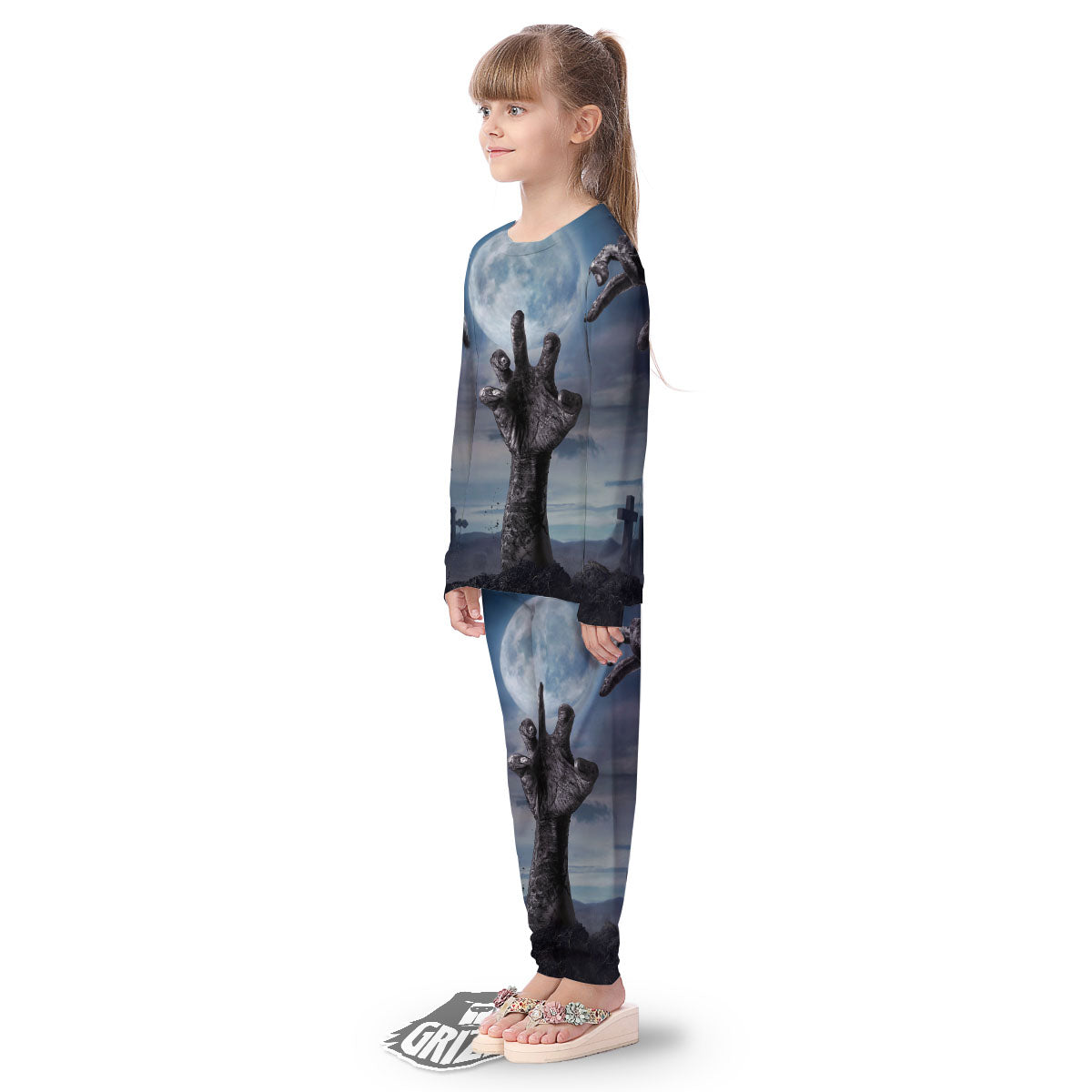 Zombie Hands Halloween Print Kid's Pajamas-grizzshop