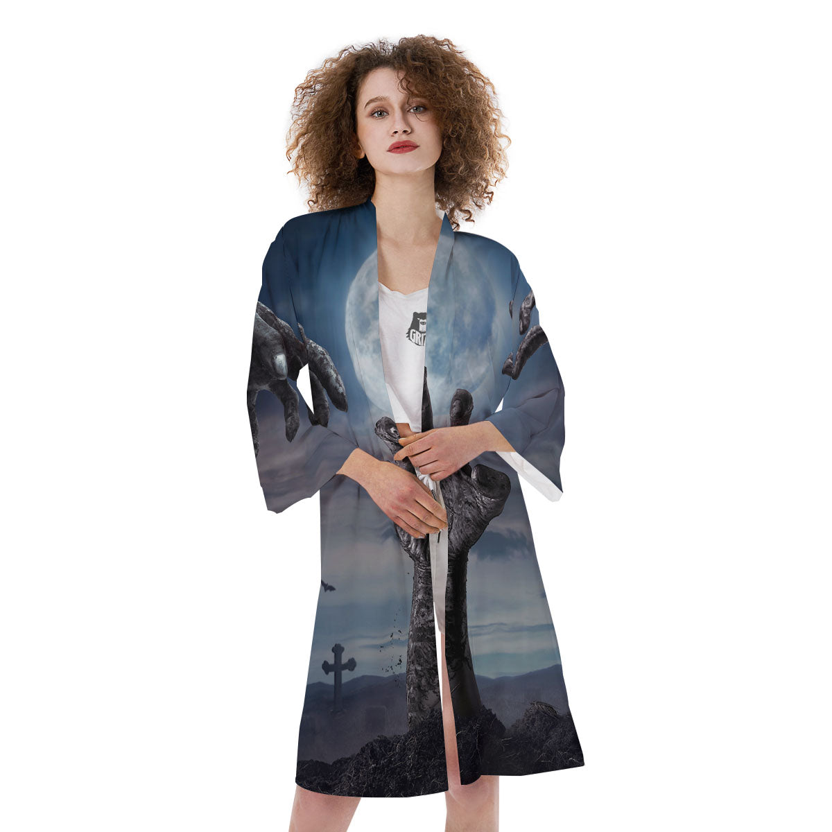 Zombie Hands Halloween Print Kimono-grizzshop