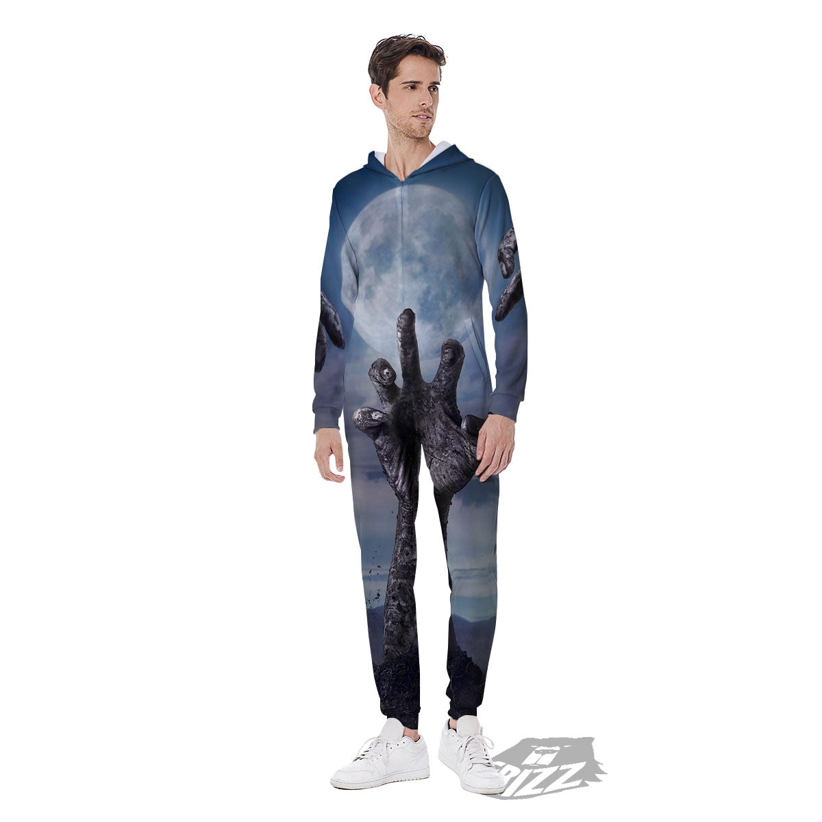 Zombie Hands Halloween Print Men's Jumpsuit-grizzshop
