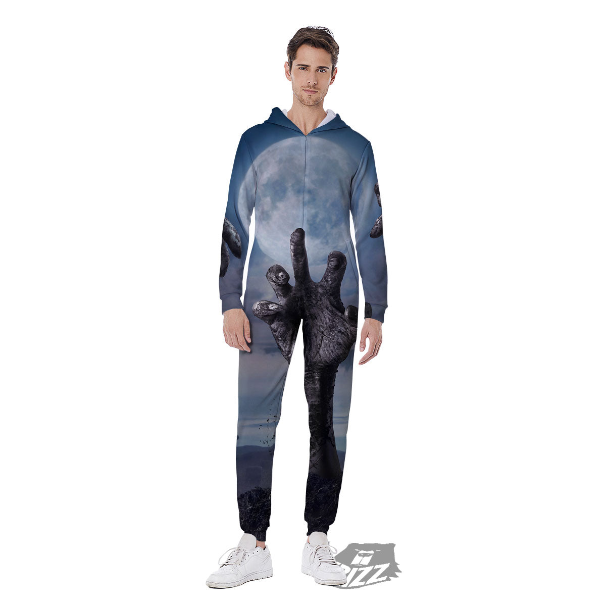Zombie Hands Halloween Print Men's Jumpsuit-grizzshop