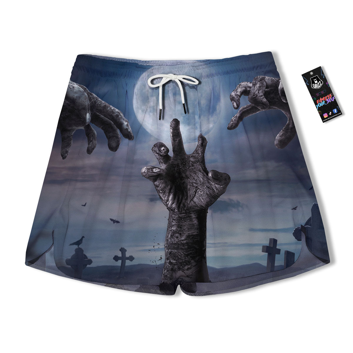 Zombie Hands Halloween Print Men's Running Shorts-grizzshop
