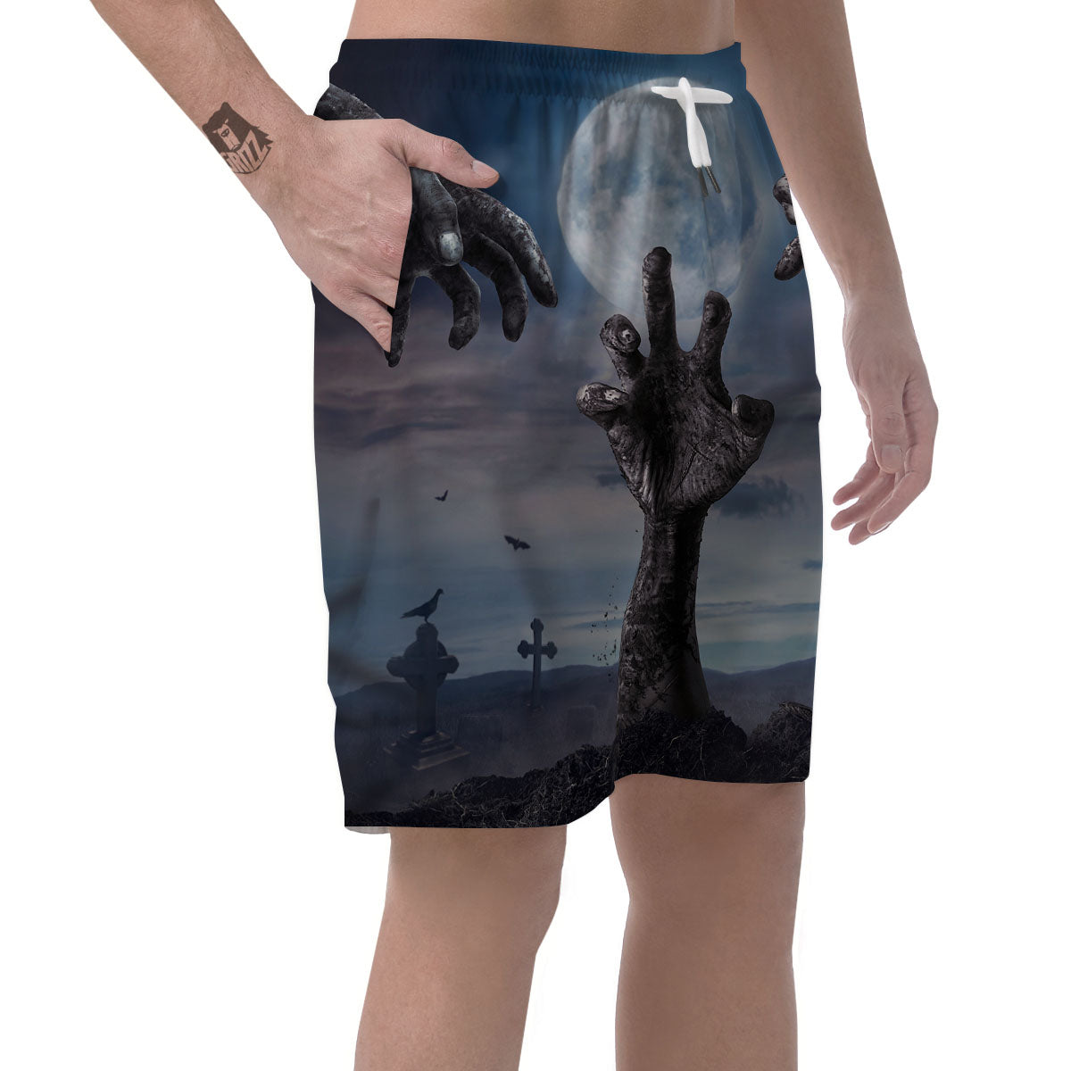 Zombie Hands Halloween Print Men's Shorts-grizzshop