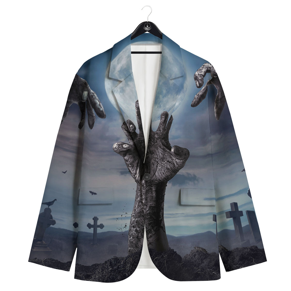 Zombie Hands Halloween Print Men's Sport Coat-grizzshop