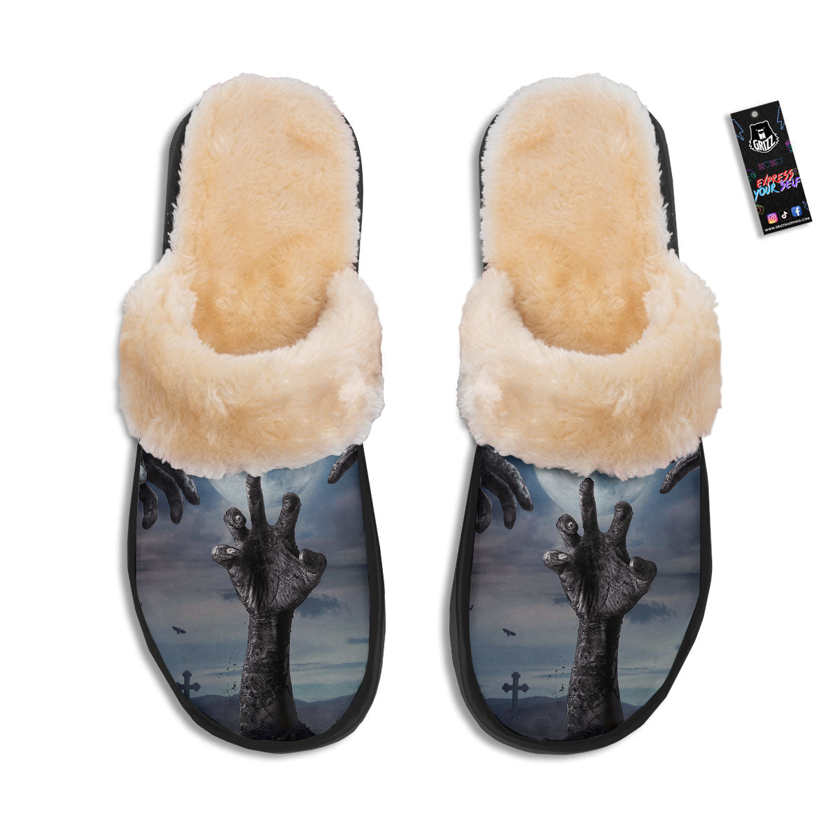 Zombie Hands Halloween Print Slippers-grizzshop