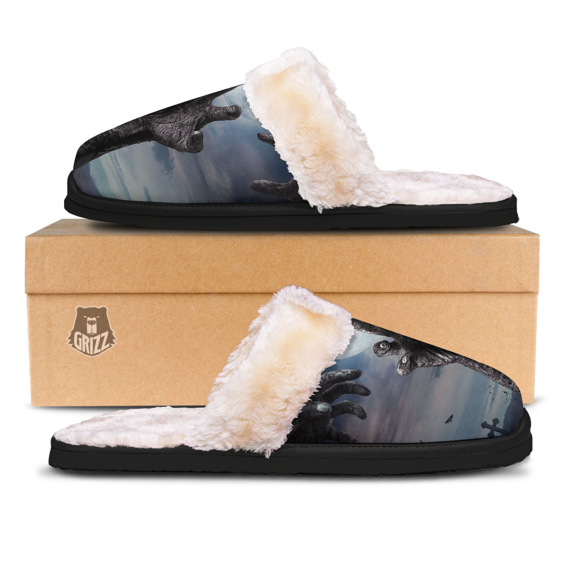 Zombie Hands Halloween Print Slippers-grizzshop