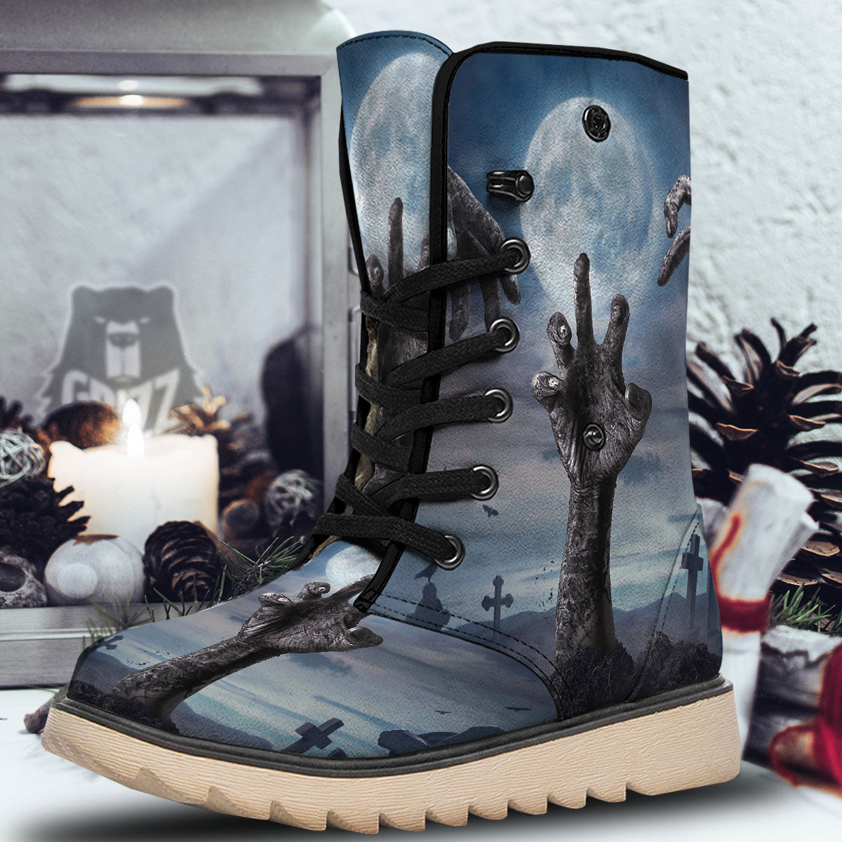 Zombie Hands Halloween Print Snow Boots-grizzshop
