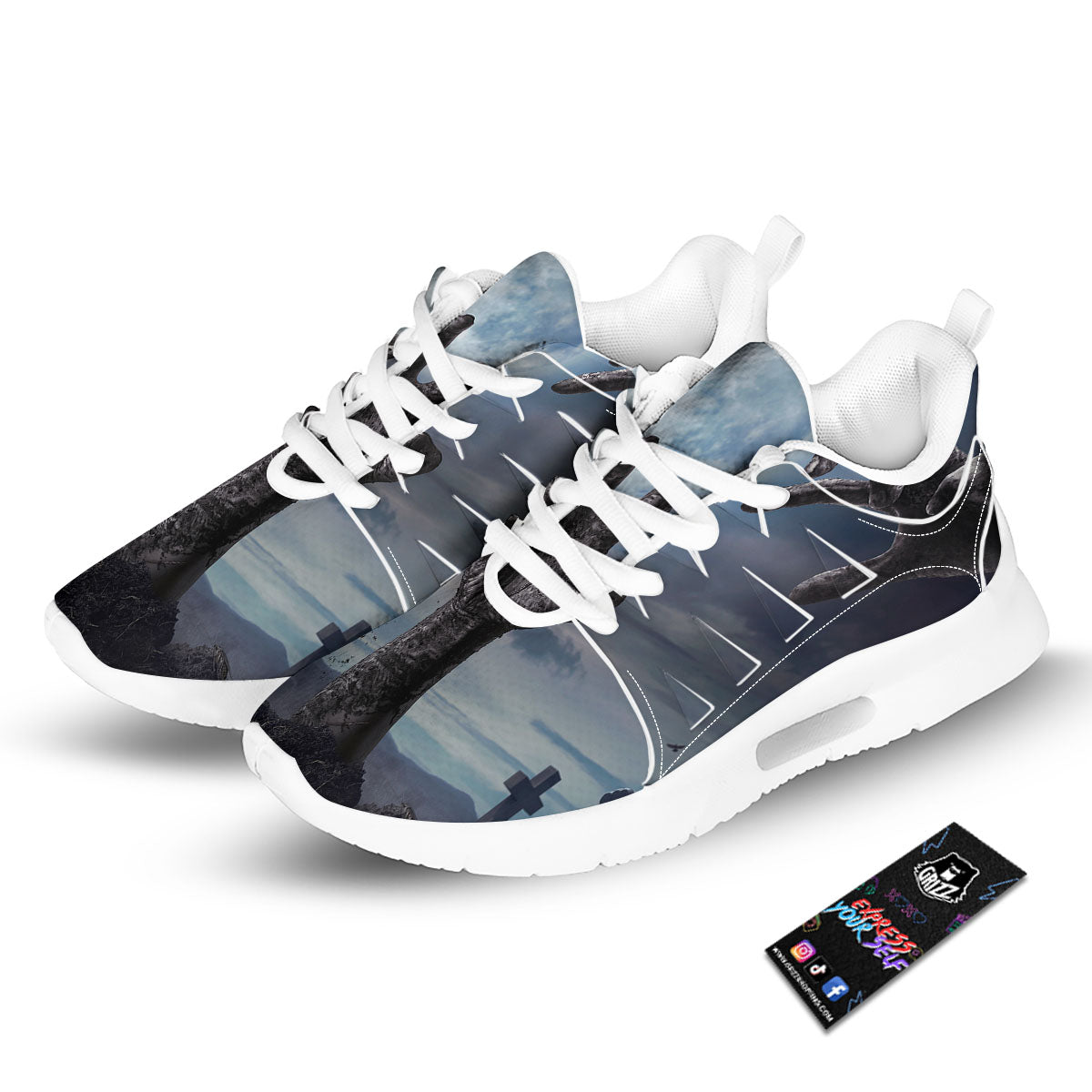 Zombie Hands Halloween Print Tennis Shoes-grizzshop
