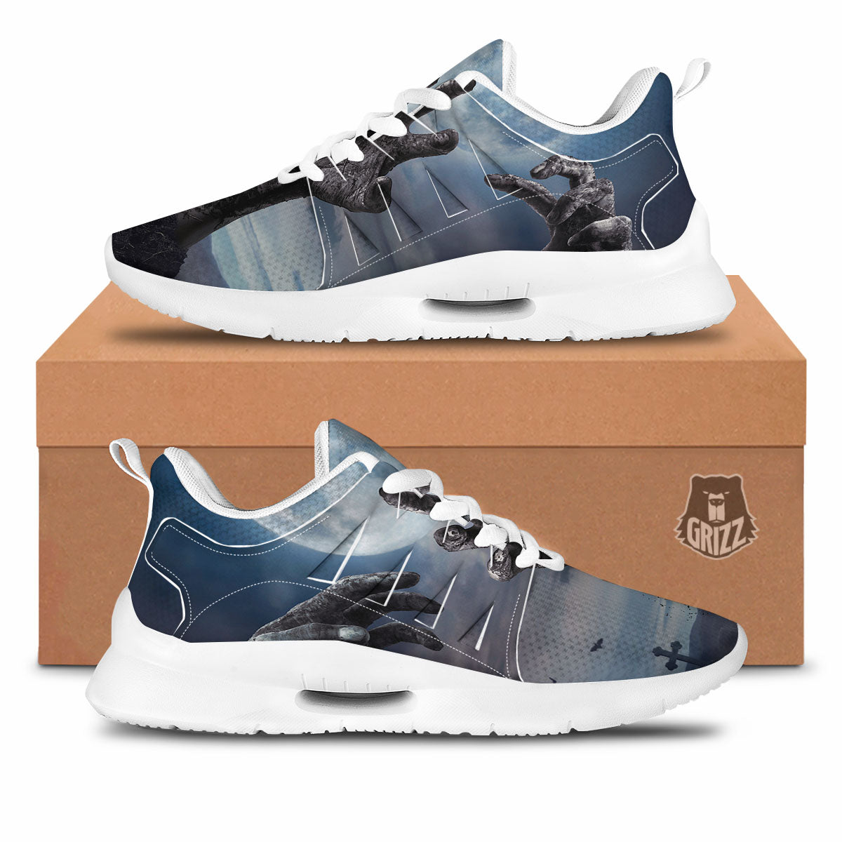 Zombie Hands Halloween Print Tennis Shoes-grizzshop