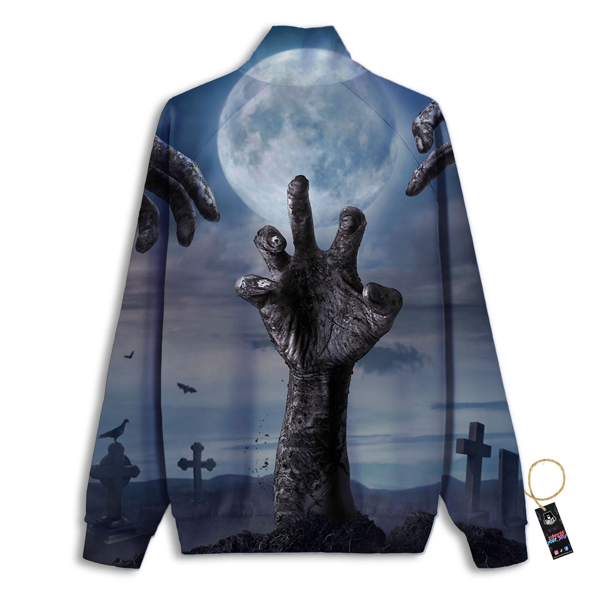 Zombie Hands Halloween Print Track Jacket-grizzshop