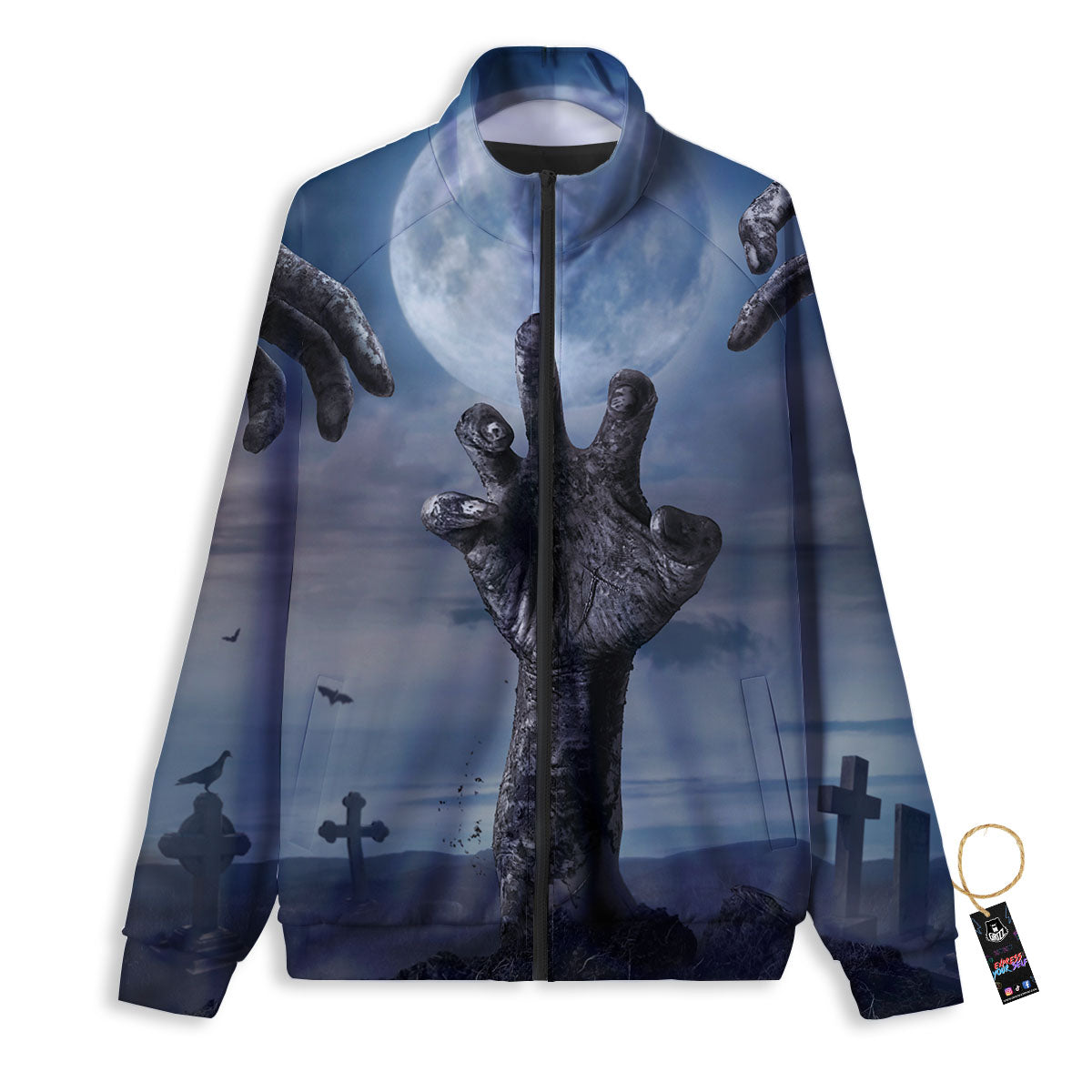 Zombie Hands Halloween Print Track Jacket-grizzshop