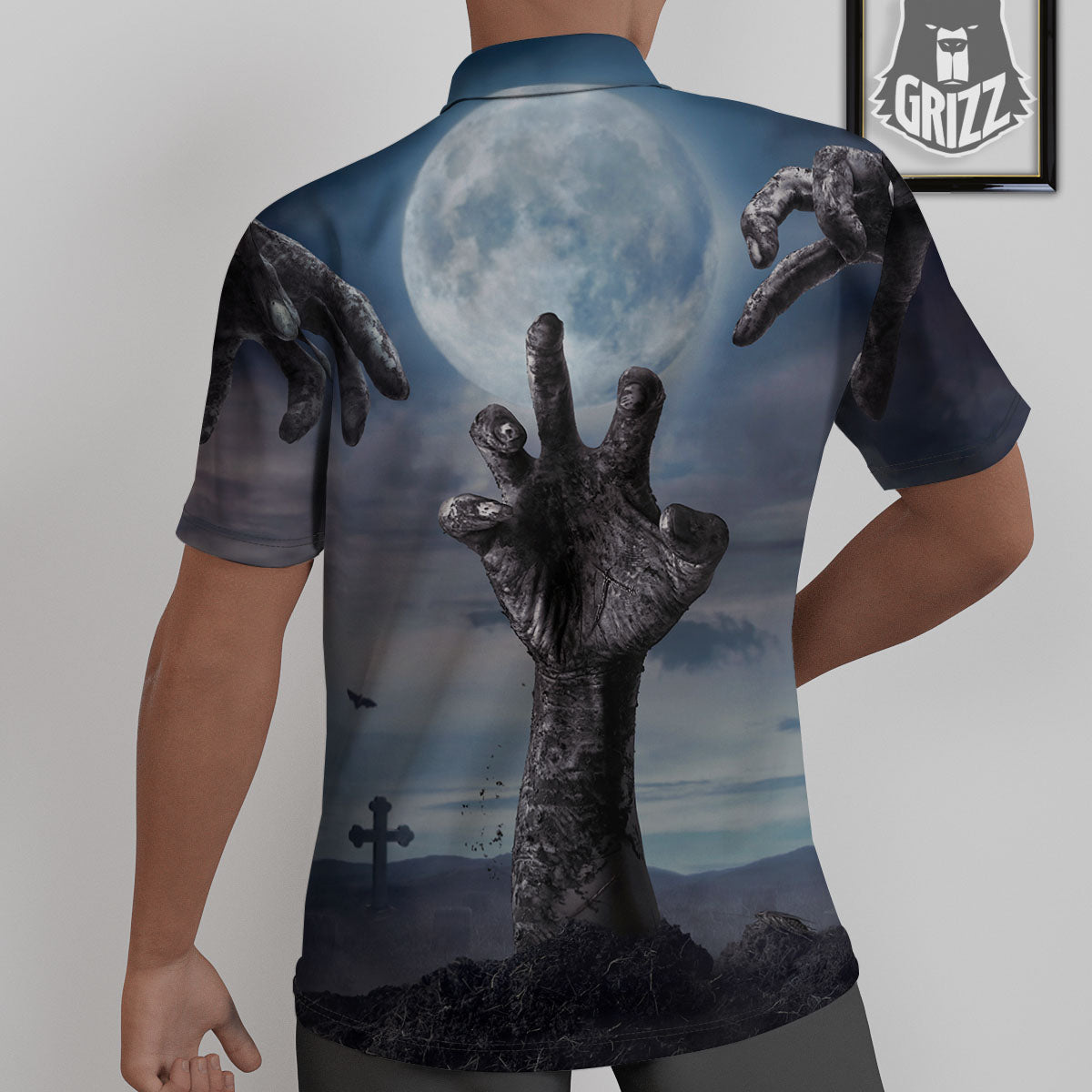 Zombie Hands Halloween Print Untucked Shirts-grizzshop