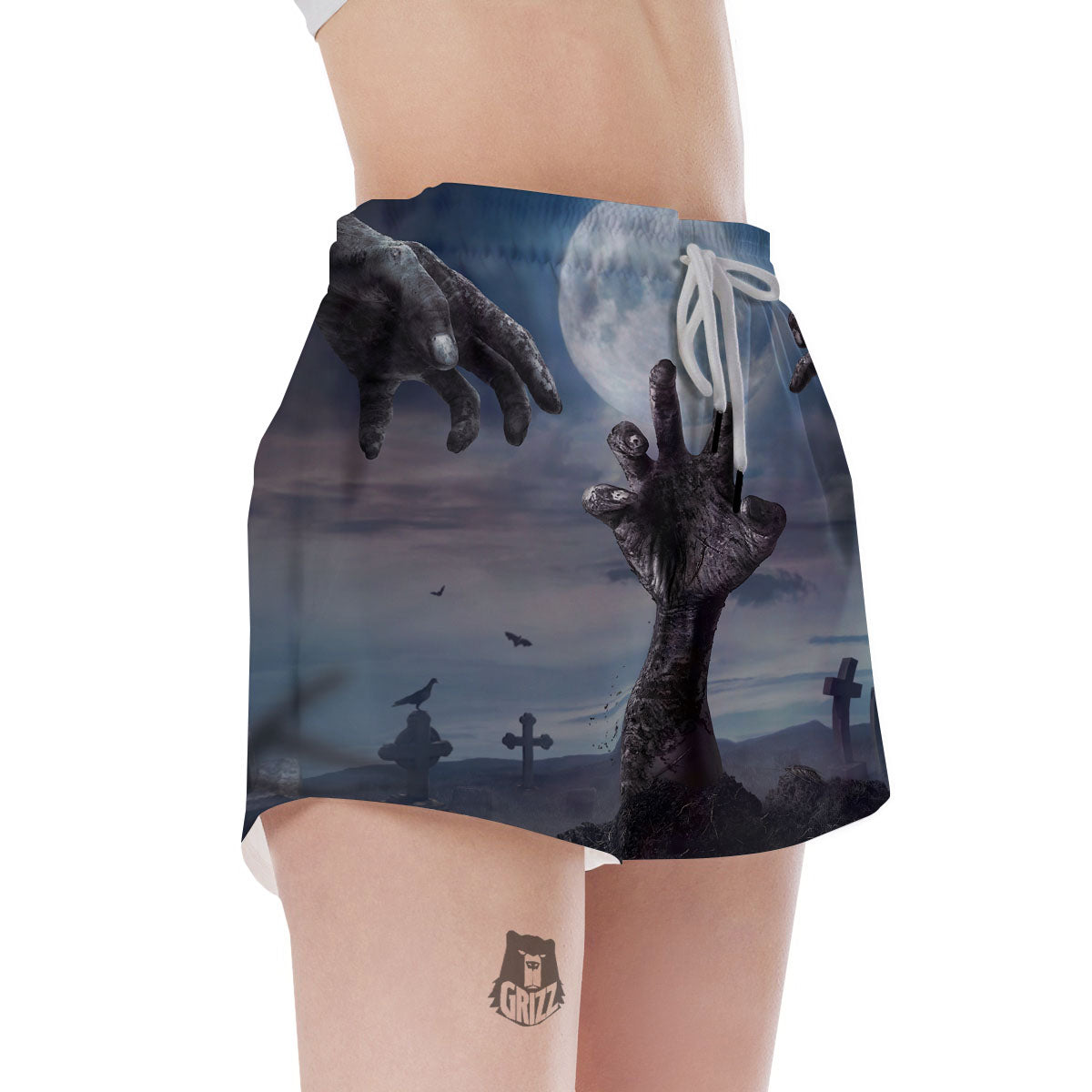 Zombie Hands Halloween Print Women's Shorts-grizzshop