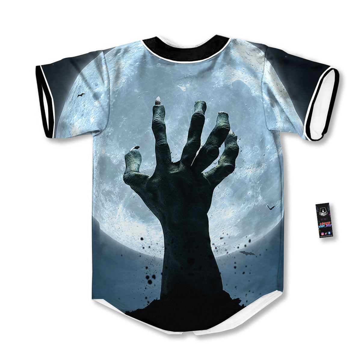 Zombie Hands Scary Print Baseball Jersey-grizzshop