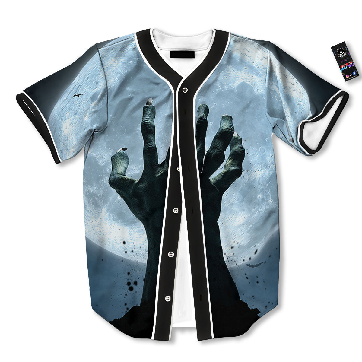 Zombie Hands Scary Print Baseball Jersey-grizzshop