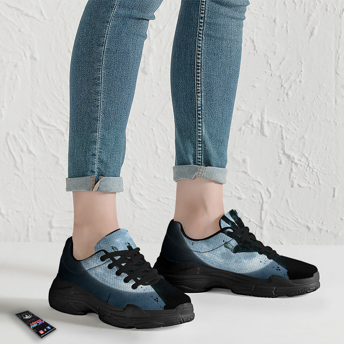 Zombie Hands Scary Print Black Chunky Shoes-grizzshop