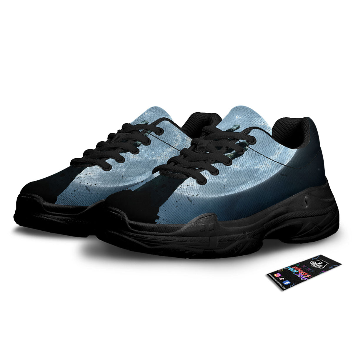Zombie Hands Scary Print Black Chunky Shoes-grizzshop