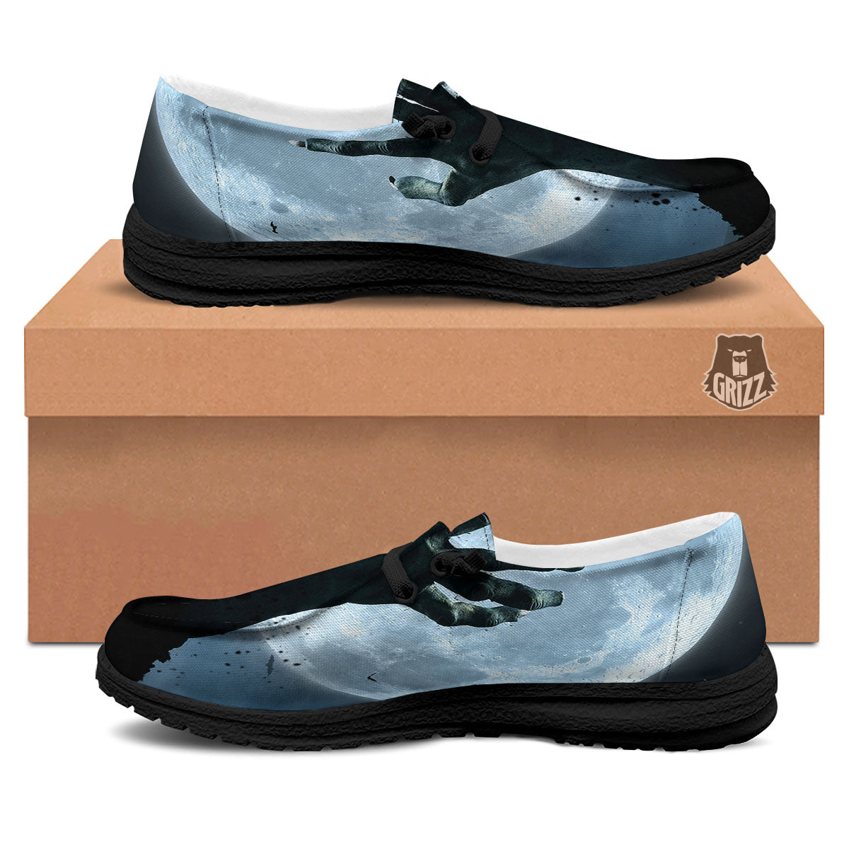 Zombie Hands Scary Print Black Loafers-grizzshop