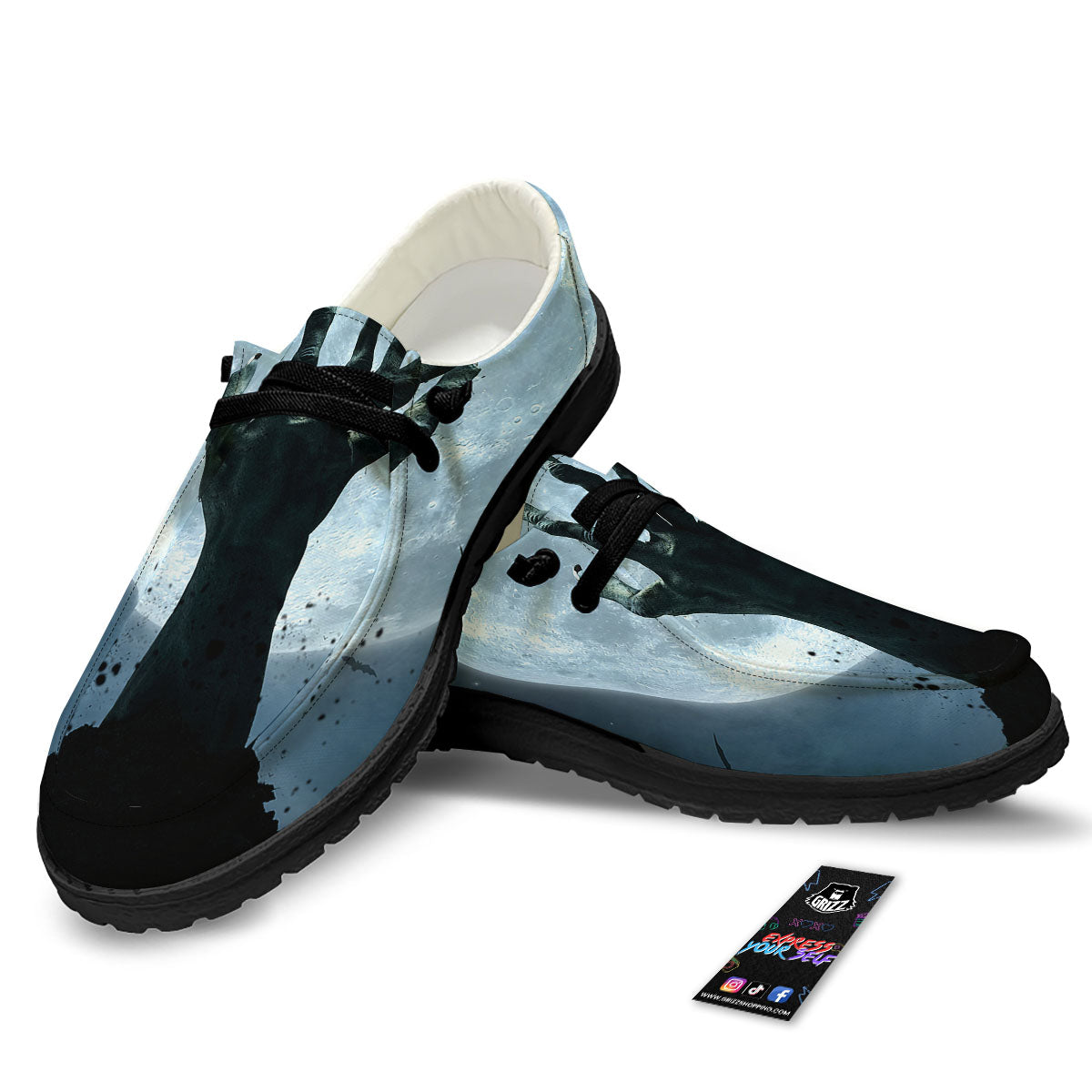 Zombie Hands Scary Print Black Loafers-grizzshop