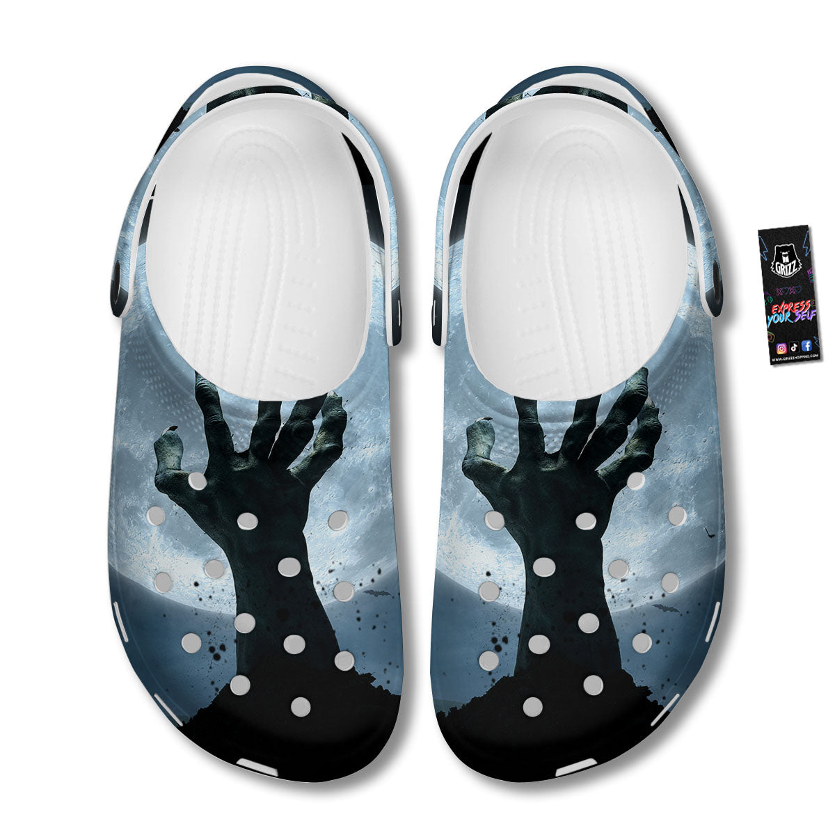 Zombie Hands Scary Print Clog-grizzshop