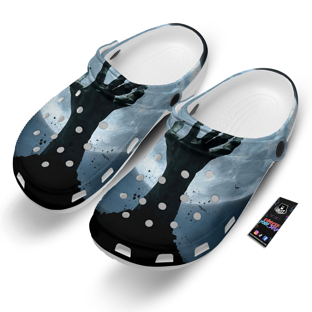 Zombie Hands Scary Print Clog-grizzshop