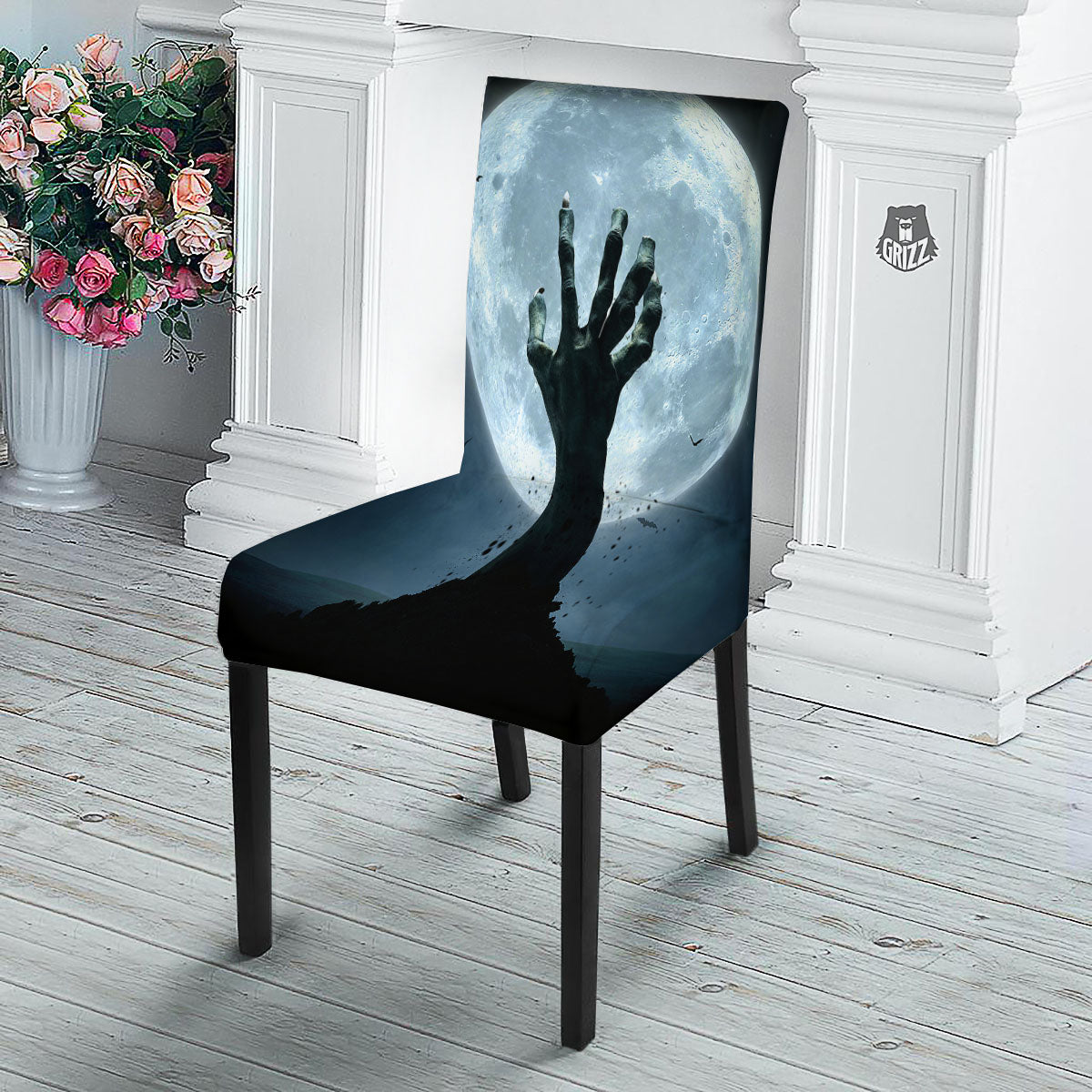 Zombie Hands Scary Print Dining Chair Slipcover-grizzshop