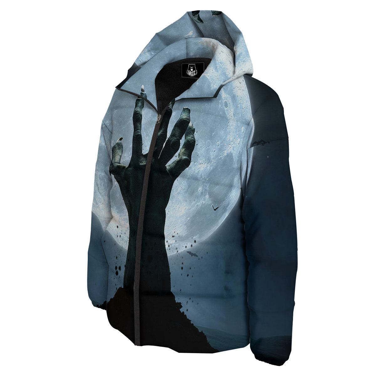 Zombie Hands Scary Print Down Jacket-grizzshop